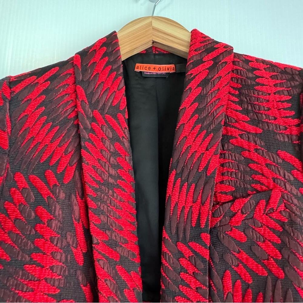Alice + Olivia Joella blazer short length long sleeve red and black size small - Picture 5 of 9